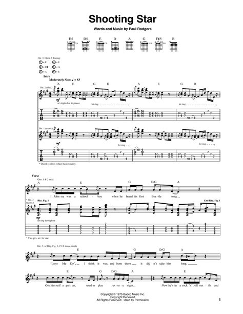 Shooting Star By Bad Company Guitar Tab Guitar Instructor
