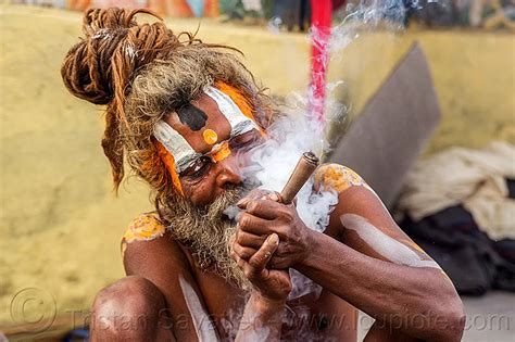 Baba Smoking Chillum Of Weed Cannabis Ganja Nepal