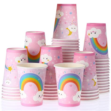 junkin 60 pcs 12 oz rainbow paper cups disposable