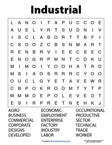 Word Search Puzzle Industrial Similar Words Large