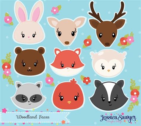 20for20 Woodland Animal Face Clipart And Vectors Clip Art Animal