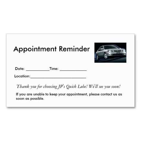 Appointment Reminders Zazzle Customizable Business Cards Reminder