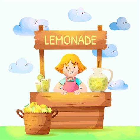 Premium Vector Watercolor Lemonade Stand Illustration