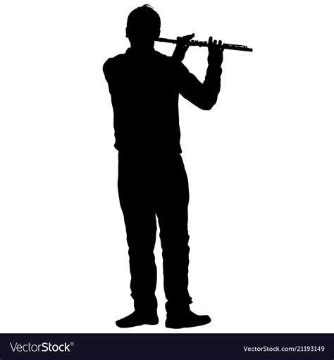 Silhouette Of Musician Playing The Flute On A Vector Image
