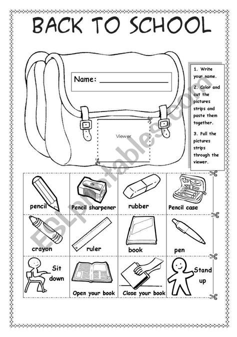 Back To School Esl Worksheet By Sue