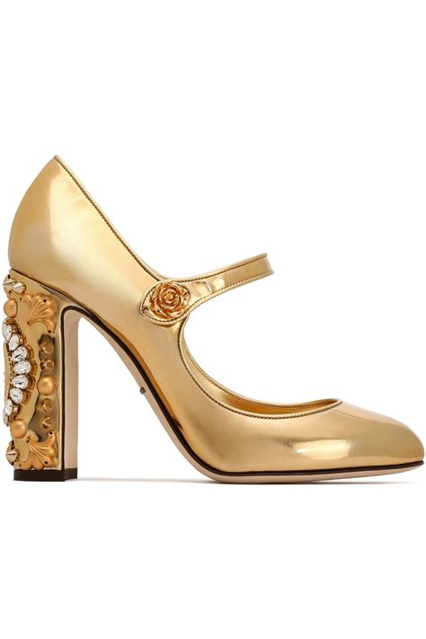Buy Dolce And Gabbana Gold Shoes In Stock
