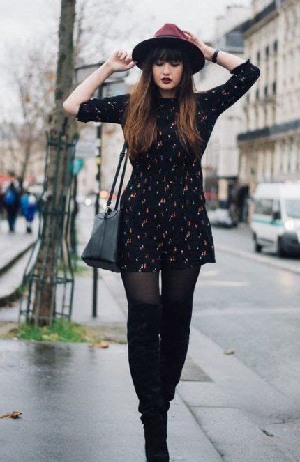 Dress Black Tights Outfit Boots 65 Ideas Outfits Invierno Fashion