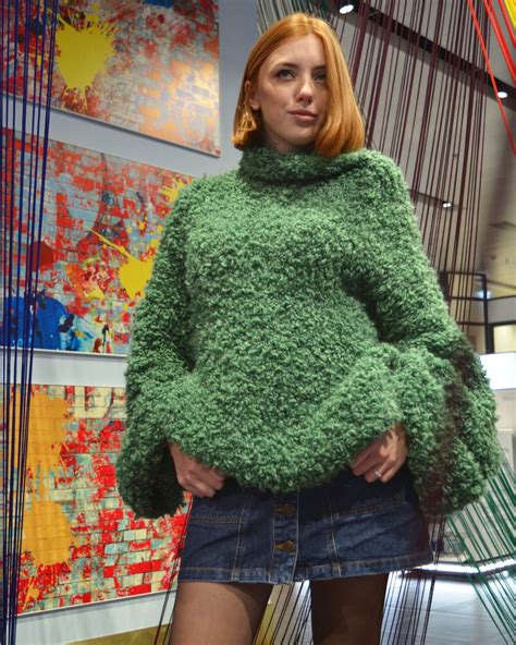 Green Big Mohair Sweater Loose Boucle Oversized Sweater Warm Etsy