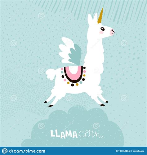 Cute Unicorn Llama Alpaca Stock Vector Illustration Of Background