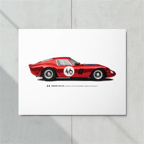 Ferrari 250 Gto Art Print On Metal Inksizzle
