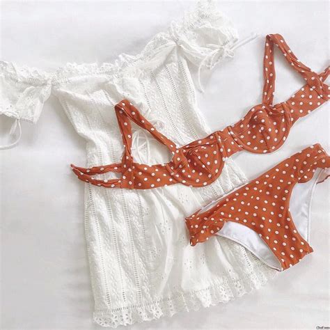 cotton orange dot brazilian bikini swimsuit two pieces swimming suits for women swimwear female