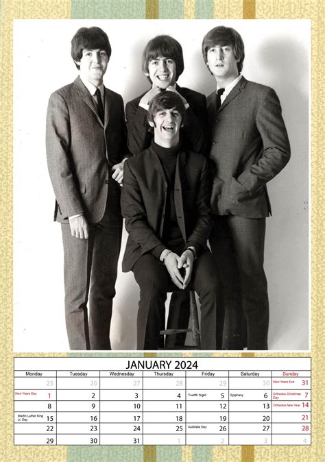 The Fab Four Calendar 2024 Beatlemania Etsy