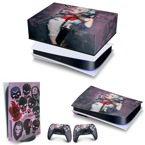 Kit Ps5 Capa Anti Poeira E Skin Arlequina Harley Quinn Pop Arte Skins