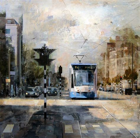 De Tram Cityscape Painting Painting Modern Canvas Art