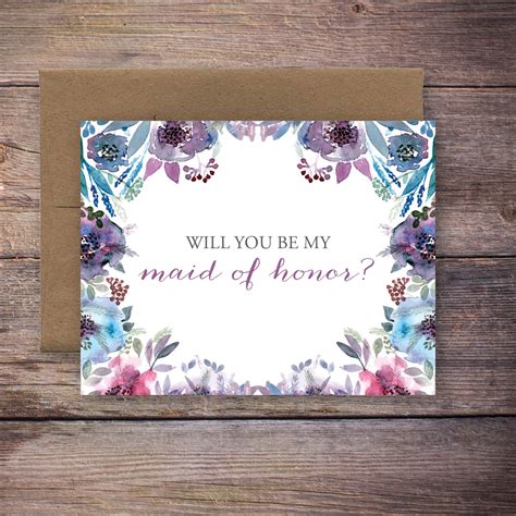 Printable Will You Be My Maid Of Honor Card Instant Download Etsy