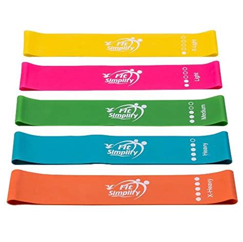 Fit Simplify 10 Inch Resistance Loop Exercise Bands Set Of 5 Assorted
