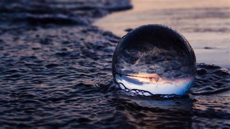 Beach Sea Water Reflection Glass Sphere Ball Hd Nature Wallpapers Hd