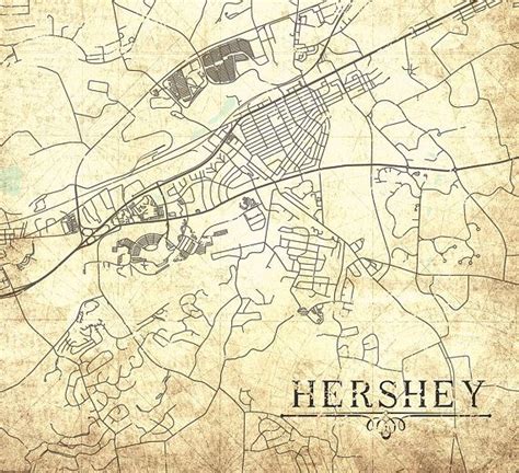 Hershey Pa Canvas Print Pennsylvania Vintage Map City Vintage Hershey