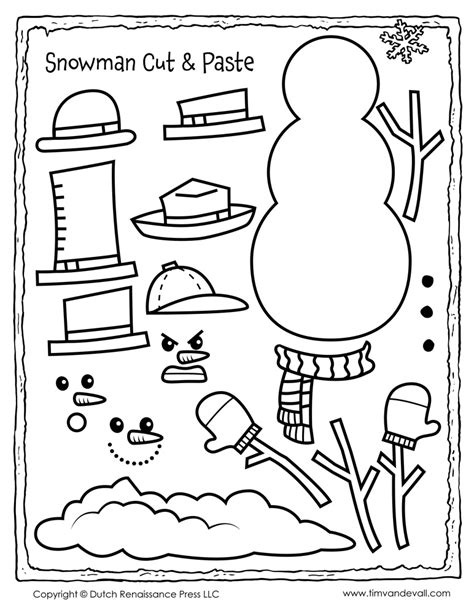 Snowman Cut And Paste Activity Tims Printables