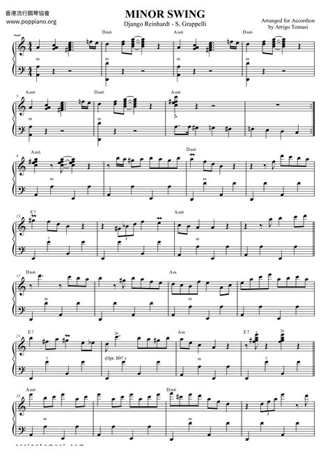 django reinhardt minor swing sheet music pdf free score download ★