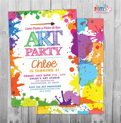 Art Paint Party Invitations Printable Birthday Invitation Etsy Australia
