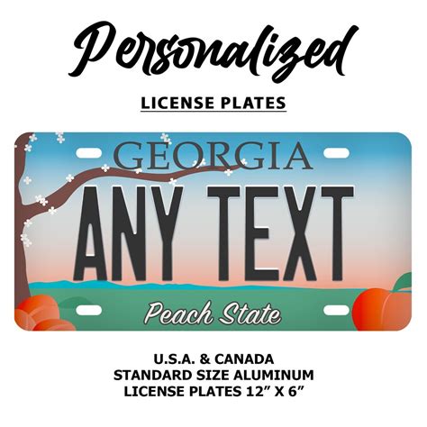 Custom Georgia License Plate Personalized Name All 50 States 3 Sizes