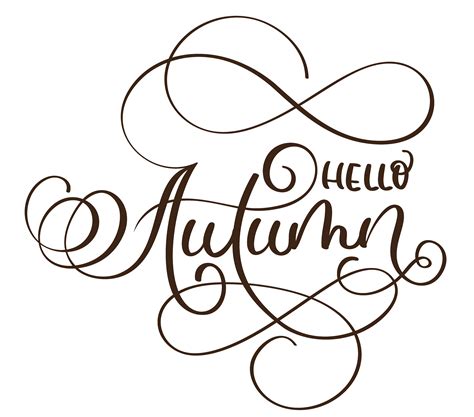 Hello Autumn Words On White Background Hand Drawn Calligraphy