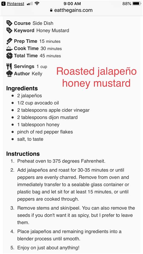 Roasted Jalapeño Honey Mustard Gf While 30 Roasted Jalapeno Honey