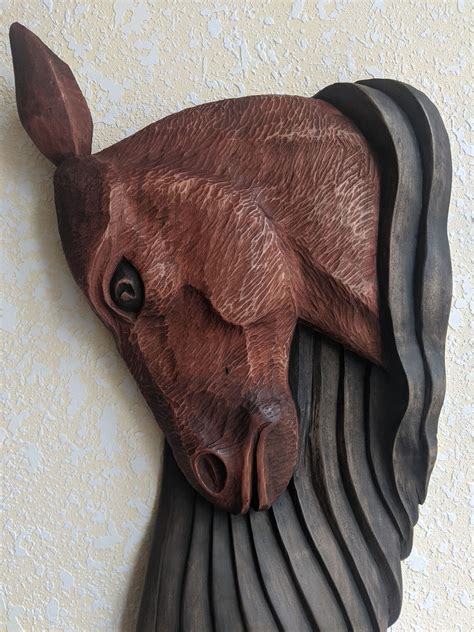 Wood Wall Art Origina Artwork Horse Head Wood Carving Animal Etsy