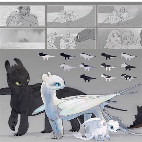 Toothless And Light Fury With Night Light Baby Dragon Sketches With