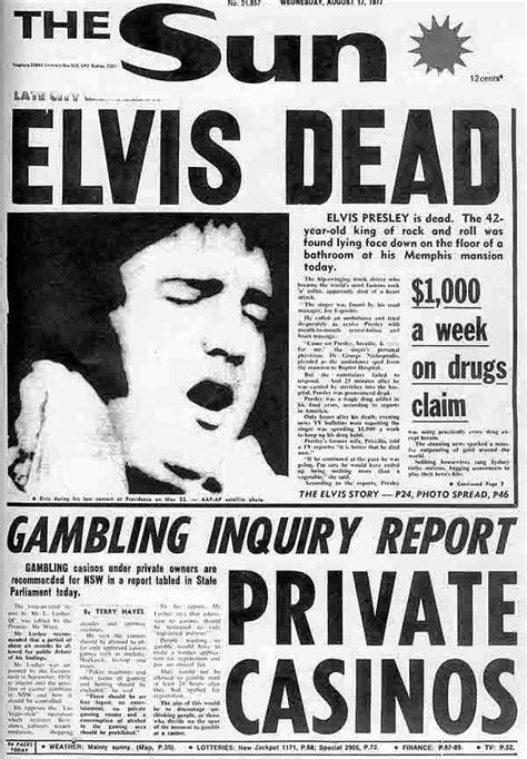 The Newspapers The Day Elvis Died 23 Newspaper Front Pages Elvis
