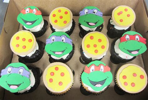 Cupcakes In A Box Decorated With Teenage Mutant Ninja Turtles And Polka