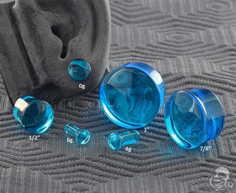 Single Flare Pacific Blue Glass Plugs 6g 4g 2g 1g 0g Etsy