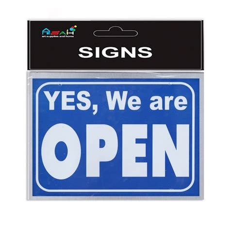 30cm Yes We Are Open Sorry We Are Closed Plastic Sign Bluewhite