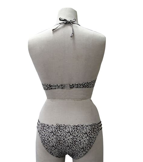 Sexy Leopard Print Halter Tie Neck Bikini Set Bk