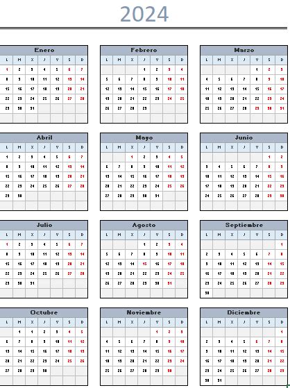 Calendario Excel 2024 Con Dias Feriados Estados Unidos