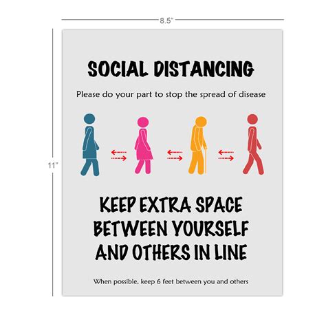 Social Distancing Poster To Stop Spread Of Covid 19 11x17 Napnameplates