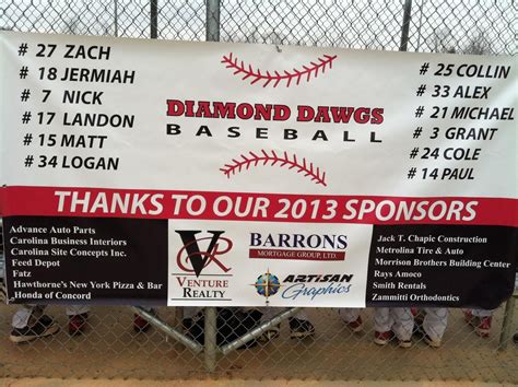 Diamond Dawgs Baseball Sponsor Banner Softball Team Banners Baseball