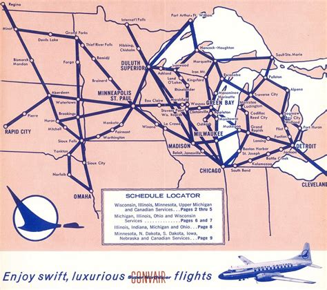 north central airlines september 4 1962 route map