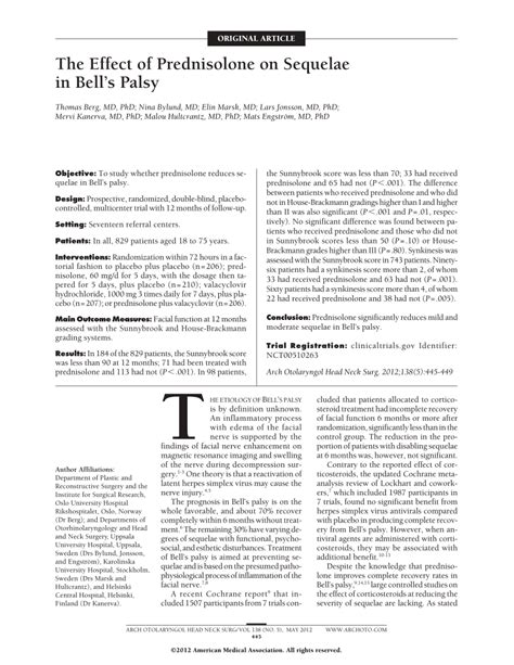 The prednisolone dose used was 60 mg per day for 5 days then reduced by 10 mg per day (for a total treatment time of 10 days)8 and 50 mg per day (in two divided doses) for 10 days.7 the. (PDF) The Effect of Prednisolone on Sequelae in Bell's Palsy