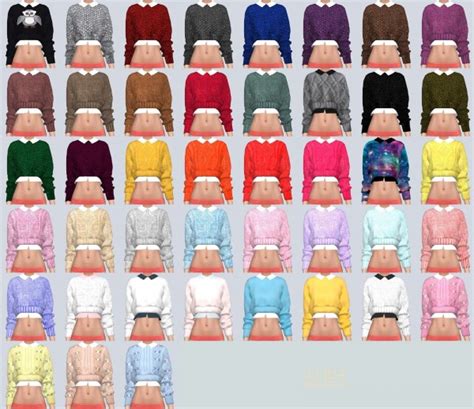 Sims4 Marigold Crop Knit Sweater With Shirts • Sims 4 Downloads
