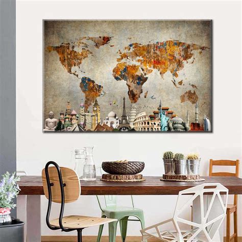 Colorful World Map Masterpiece Multi Panel Canvas Wall Art Elephantstock