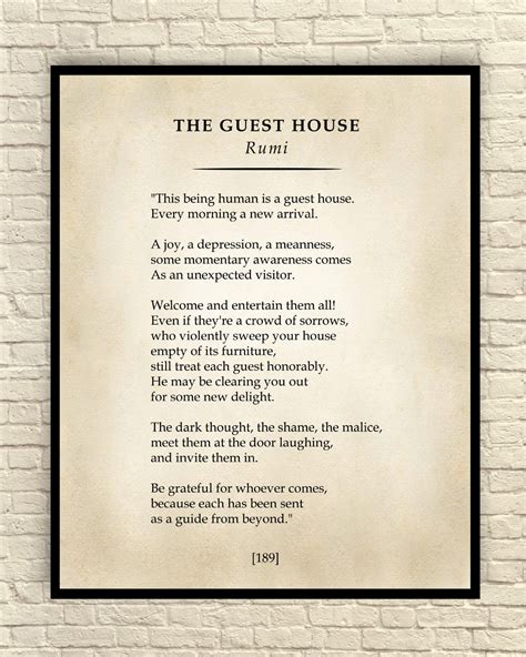 The Guest House Poem Classic Poem Art Print Poetry Wall Art Etsy