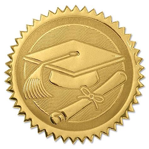 Embossed Graduation Cap And Diploma Gold Certificate Seals 102 Pack