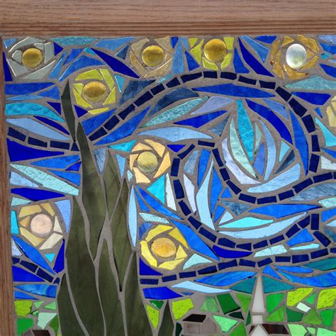 Van Gogh Starry Night Stained Glass Mosaic Panel For Window Etsy