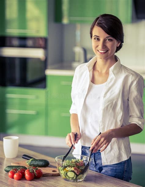 Beautiful Girl In The Kitchen Stock Image Image Of Look Lunch 75521271