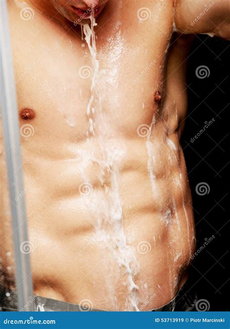 Handsome Man At The Shower Stock Photo Image