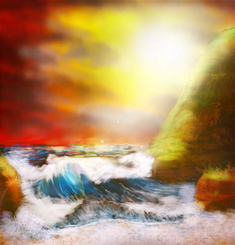 Ocean Scene Inspired By Bob Ross S1e1 Digital Painting Bob Ross