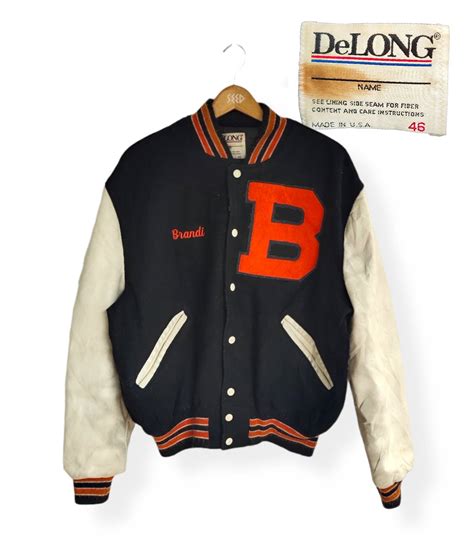 Vintage 💥 Vintage Delong Varsity Leather Jacket Grailed