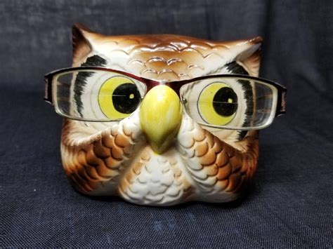 eyeglasses holder ceramic mid century owl cmi inc chadwick etsy eyeglass holder mid